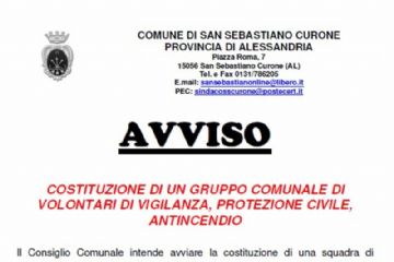 Avviso costituzione Gruppo Comunale di Protezione Civile